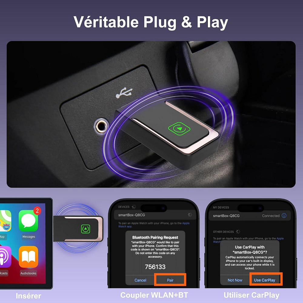 Автомобільний безпровідний адаптер CarPlay WEEESHOOA Z2 Луцк - изображение 3