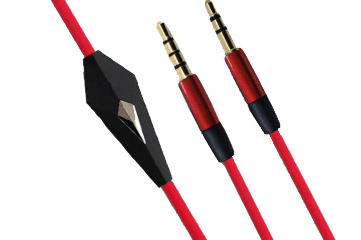 Кабель AUX Audio TRRS - TRS M/M 1.2м з мікрофоном червоний Вінниця - фото 1