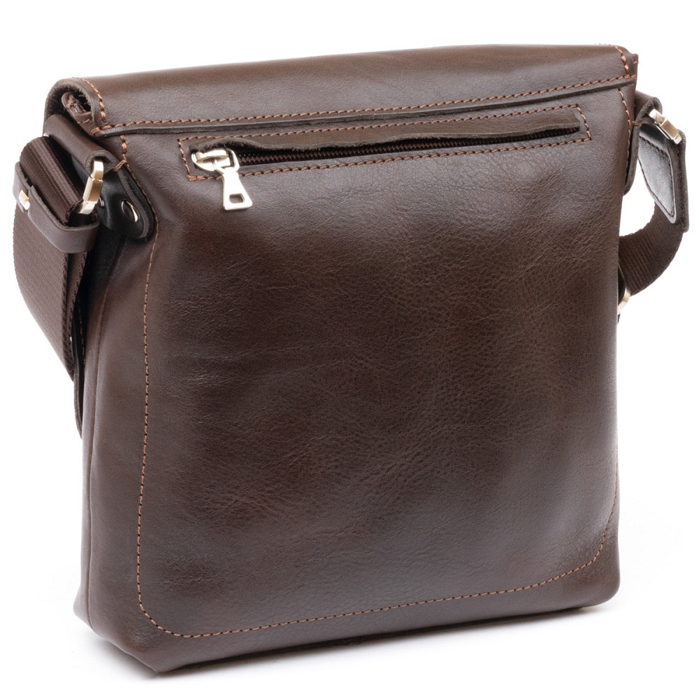 Сумка мессенджер в гладкой коже Шоколадная (GRANDE PELLE) Киев - изображение 12