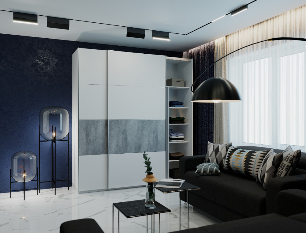 Шафа-купе двохдверна Doros G-Caiser 220х60х240 см Білий/Бетон (DRS-011006) Дніпро - фото 1