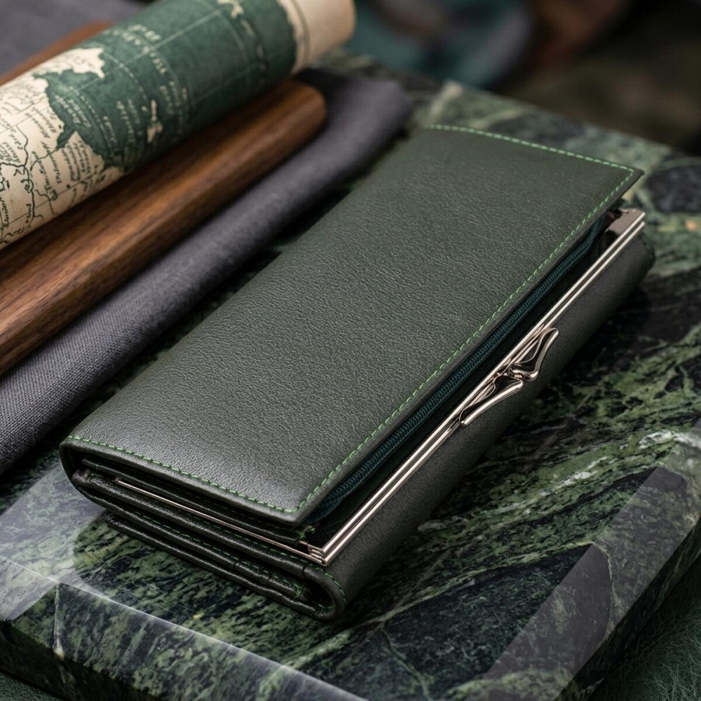 Вместительный женский кошелек на магнитах из натуральной кожи ST Leather 23115 Зеленый Киев - изображение 14