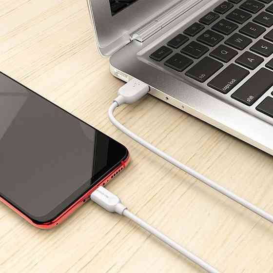 Кабель BOROFONE BX14 USB - Micro 2.4A, 2m, PVC, TPE конектори, колір білий BX14M2W Одеса