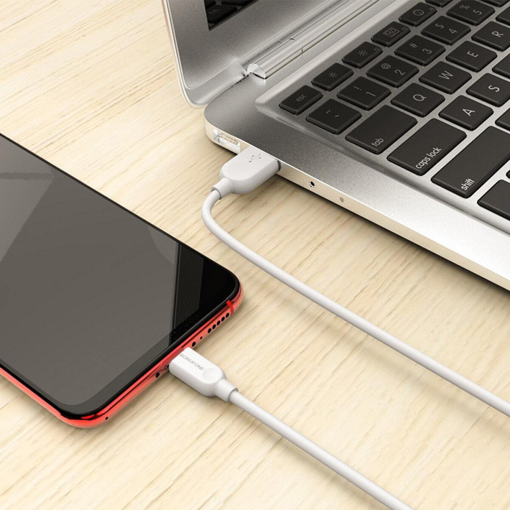 Кабель BOROFONE BX14 USB - Micro 2.4A, 2m, PVC, TPE конектори, колір білий BX14M2W Одеса - фото 4
