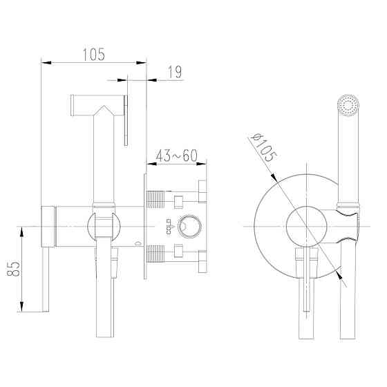 Змішувач гігієнічний TOPAZ LOFT TLF 32106-H39-C Київ