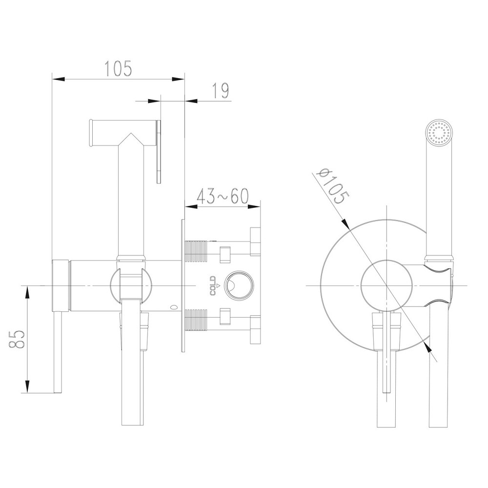Змішувач гігієнічний TOPAZ LOFT TLF 32106-H39-C Київ - фото 2