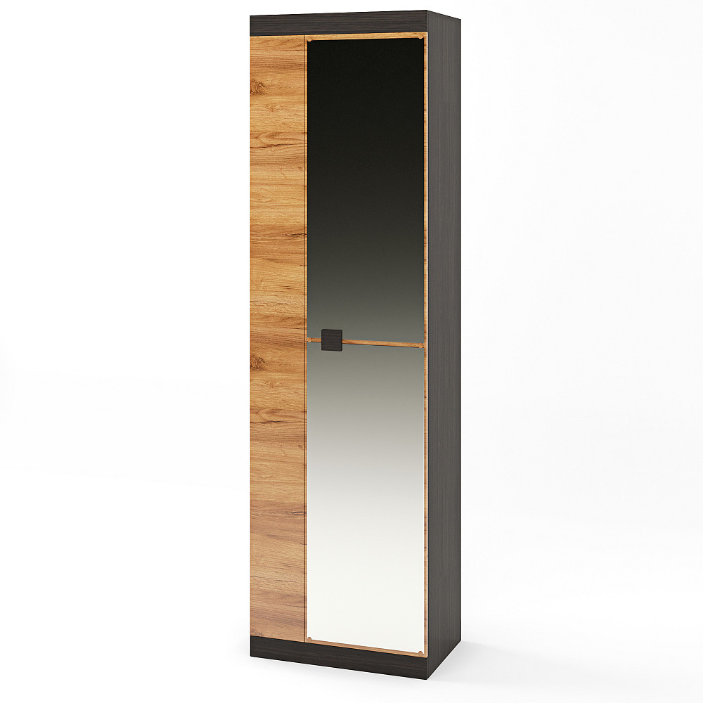 Шкаф распашной Эверест Соната-600 с зеркалом венге темный + дуб крафт золотой (DTM-2634) Днепр - изображение 1