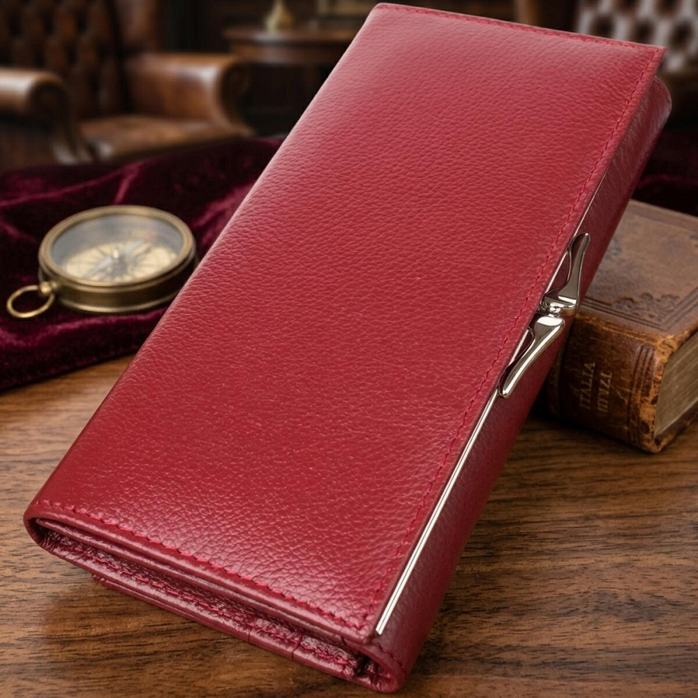 Элегантный кошелек для женщин с монетницей из натуральной кожи ST Leather 23107 Бордовый Киев - изображение 14