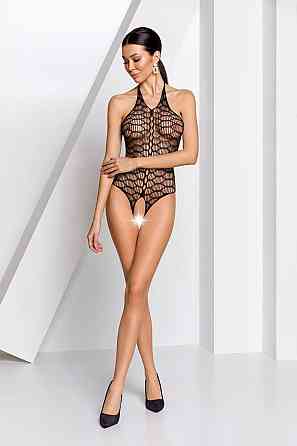 Бодістокінг у велику сітку Passion BS087 black, відкрита спина, халтер, з доступом Sex Aura Київ