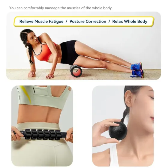 Набор массажных роликов для глубокого массажа мышц и фитнеса/ Набор 4 в 1 для тренировок Коломия