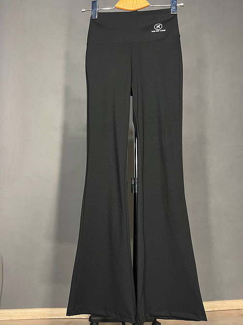 Лосины женские Immet 3317 клеш от колена широкий пояс утяжка высокая талия черные, черный, M Одесса - изображение 1