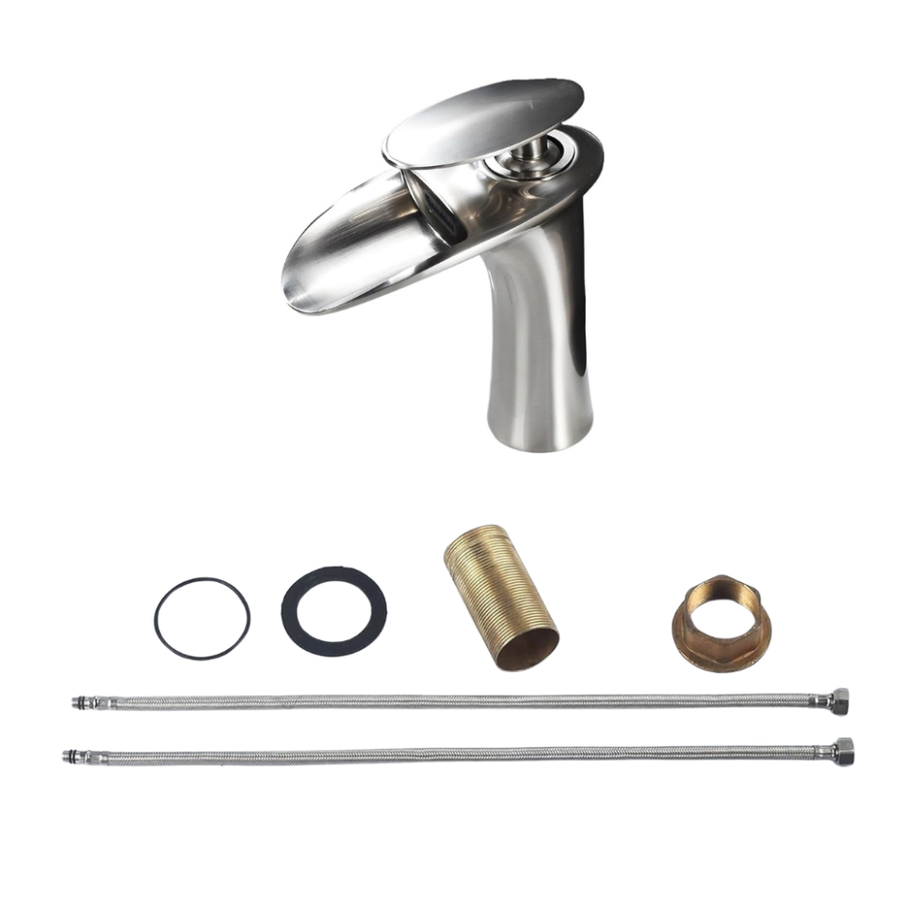 Змішувач для умивальника, раковини з латуні дизайнерський, одноважільний покриття матовий нікель Кам'янець-Подільський - фото 3