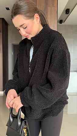 Жіночий теплий оверсайз худі з блискавкою з хутра баранчика Одеса