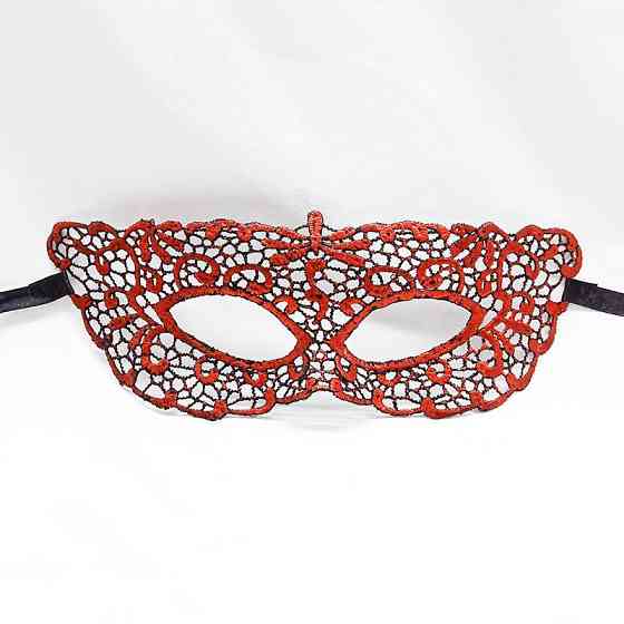 Маска маскарадна із мережива святкова 22 на 7 см червоний Київ