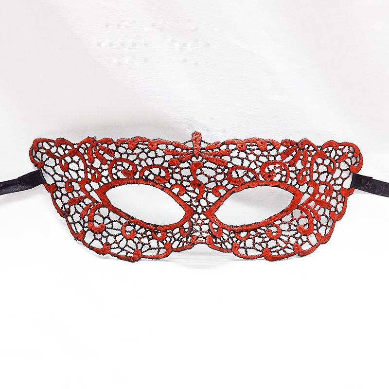 Маска маскарадна із мережива святкова 22 на 7 см червоний Київ - фото 1