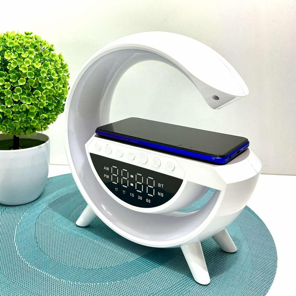 Колонка світильник з бездротовою зарядкою телефону та годинником Bluetooth 5.2 підтримка USB Type-C зміна режимів (C 65408) Чернігів - фото 1