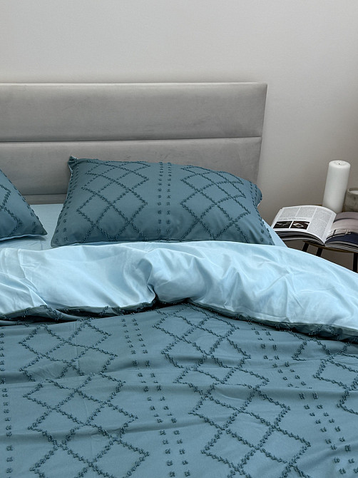 Ecotton Комплект постільної білизни Ecotton Jaquard полуторний 150х215 см бірюзовий Green Коломыя - изображение 1