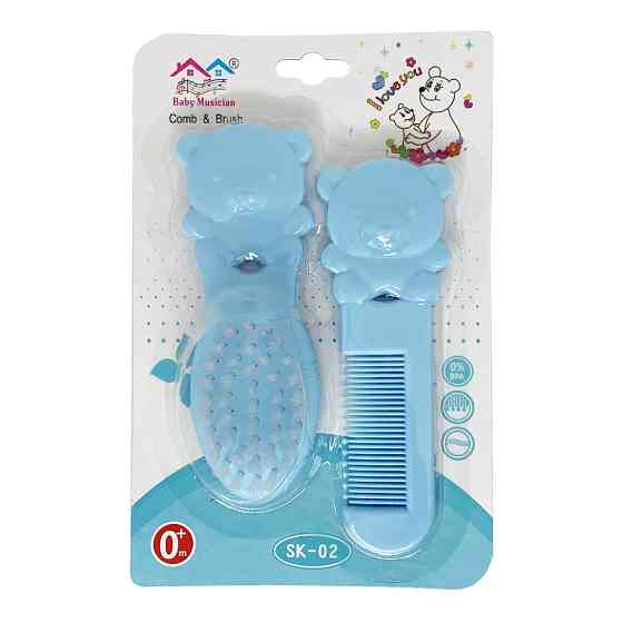 Набір дитячий гребінець і щітка "Ведмедик" MGZ-0711(Blue) блакитний Вінниця