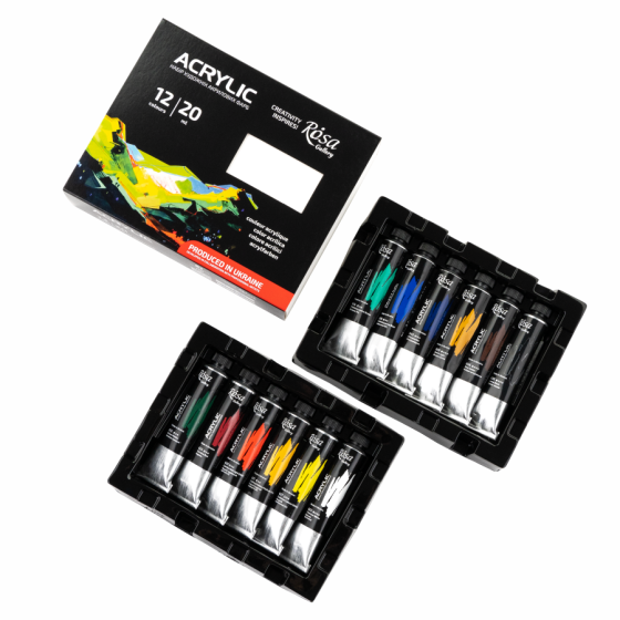Набор акриловых красок 12х20мл в блистере ROSA Gallery Киев