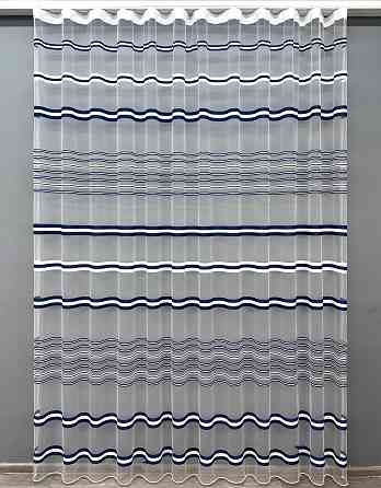 Тюль VR-Textil 1773т Фатин полосы Синий с белым 300х270 см (42-0764) Киев