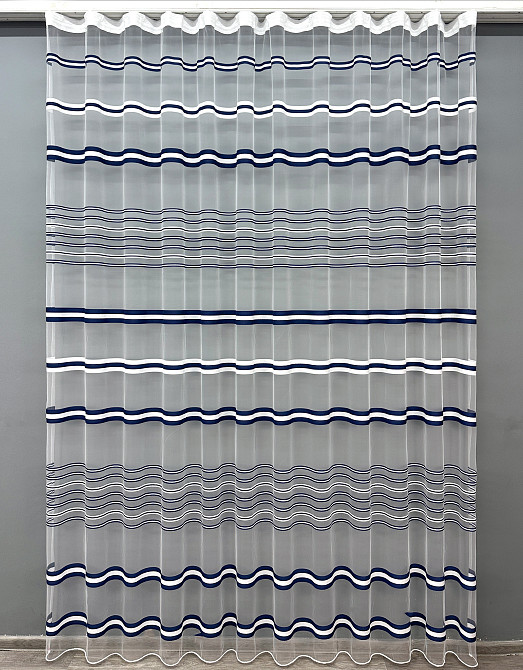 Тюль VR-Textil 1773т Фатин полосы Синий с белым 300х270 см (42-0764) Киев - изображение 2