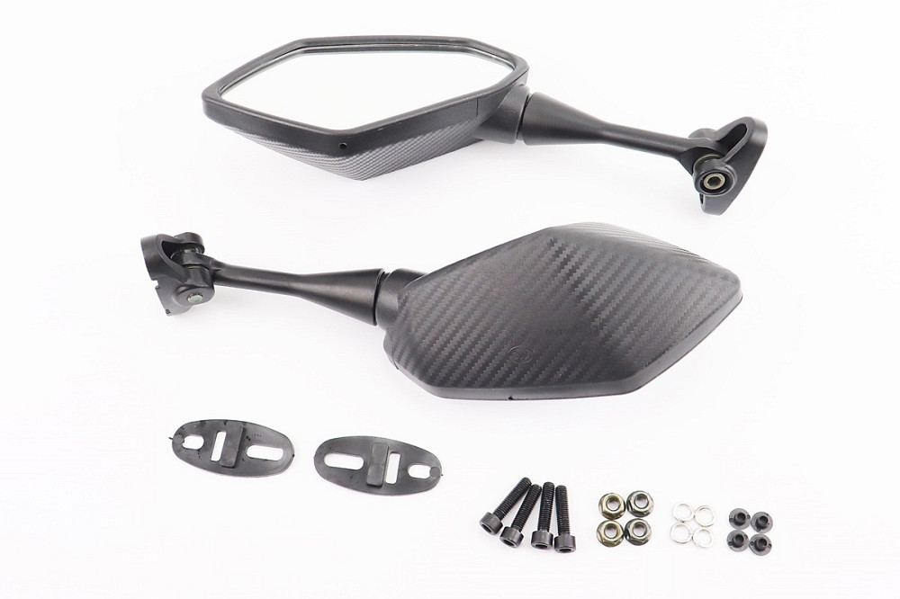 Дзеркала к-кт на мотоцикл "призма" під два болта, карбон (ССС - знак якості), від 5шт -10% Киев - изображение 1