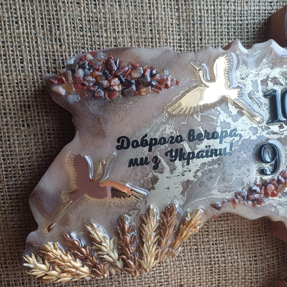 Годинник настінний 80*55 см з епоксидної смоли ручної роботи "Карта України" Дніпро - фото 6