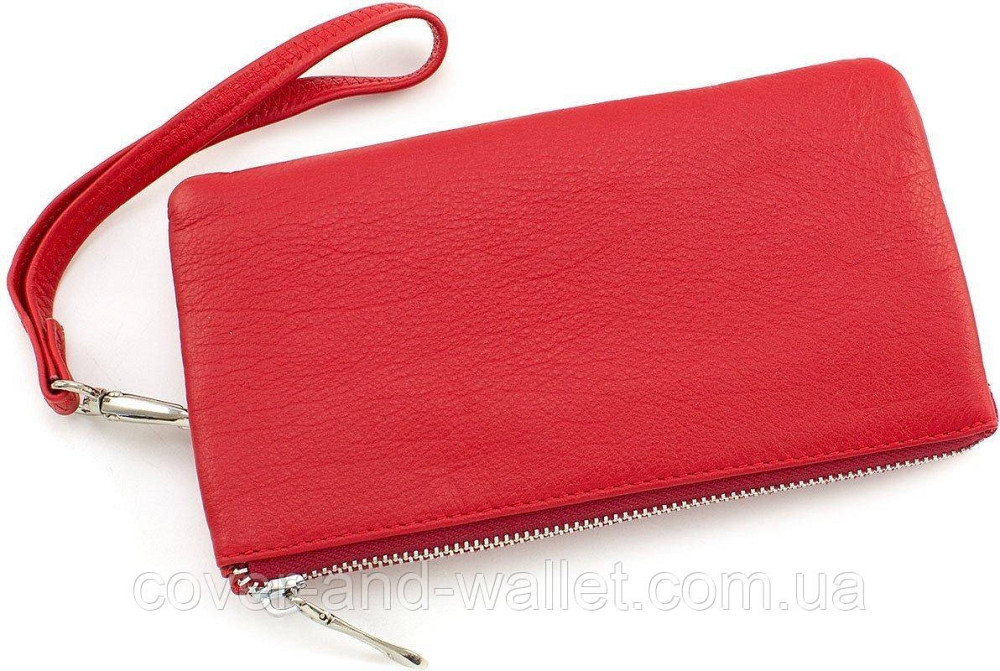 Красный женский кошелек-клатч из натуральной кожи на молнии ST Leather Киев - изображение 4