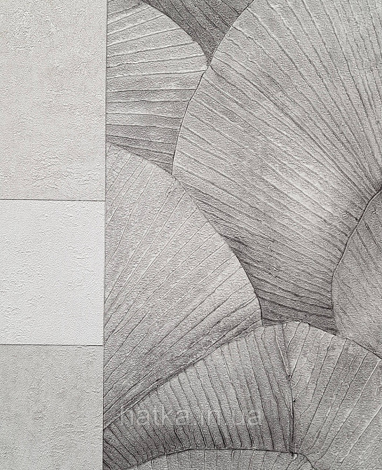 Шпалери вінілові на флізеліні Marburg Kumano 1.06х10 листя темно-сірий 3д лофт 34558 Київ - фото 2