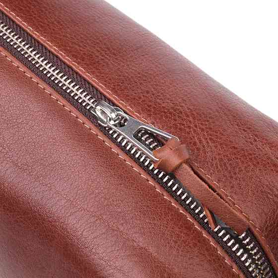 Мужская косметичка большого размера из гладкой кожи на молнии Сердце GRANDE PELLE 16768 Светло-коричневая Киев