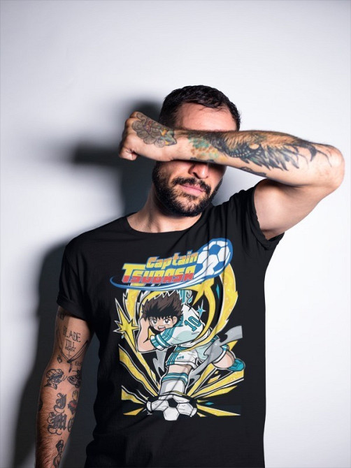 Футболка з аніме принтом Каптаін Тсубаса Соккер Манга оверсайз (S/M/L) Чорний AnimeJ0137 Дніпро - фото 2