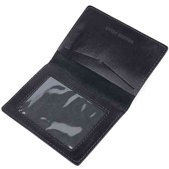 Обложка из глянцевой кожи на военный билет Карта GRANDE PELLE 16777 Черная Киев