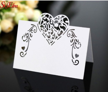 Розсадкові картки для гостей з сердечком 10 штук 9 на 4,5 см білий Київ - фото 3