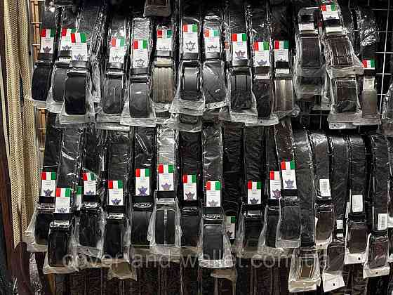 Брючний чоловічий ремінь з натуральної шкіри чорного кольору з пряжкою-автомат 35мм PS Leather Київ