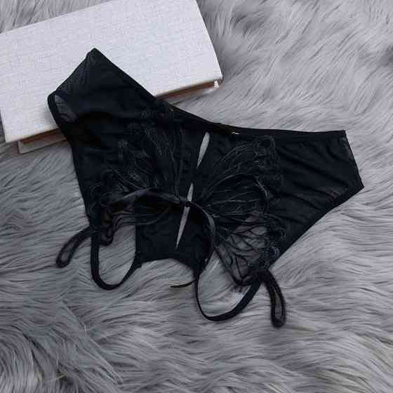 Сексуальні трусики з метеликом чорні, розмір універсальний, резинка до 80см Київ