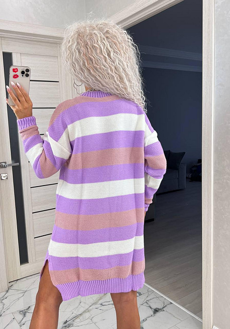 Жіноча стильна в'язана сукня-туніка в смужку Київ - фото 5
