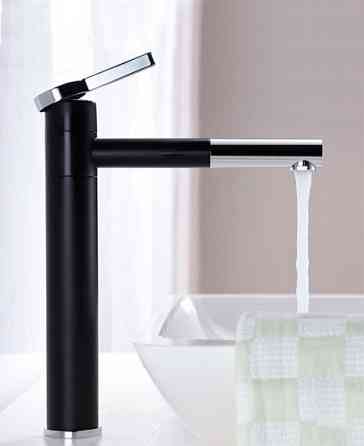 Смеситель для умывальника однорычажный кран WanFan для ванны Черный-хром Каменец-Подольский