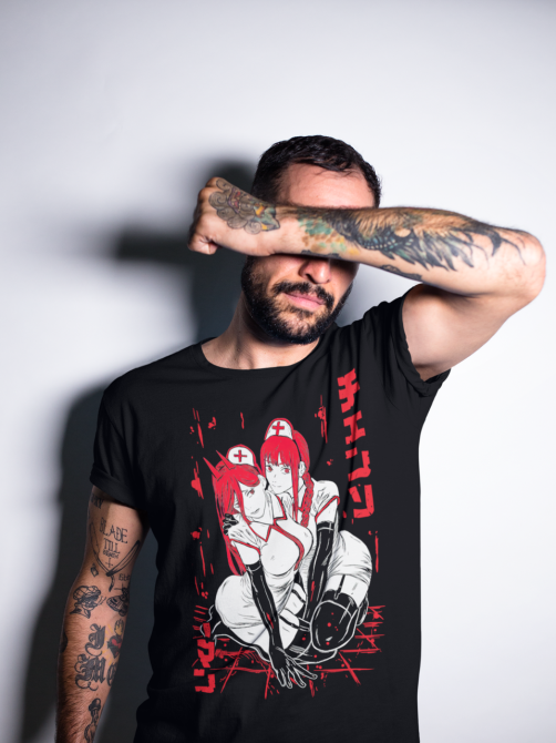 Футболка з аніме принтом Людина-бензопила оверсайз (S/M/L) Чорний AnimeJ0756 Дніпро - фото 4