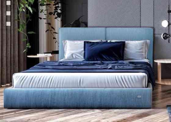 Кровать Двуспальная Delhi Comfort 160 х 190 см Jeans С подъемным механизмом и нишей для белья Синий Киев