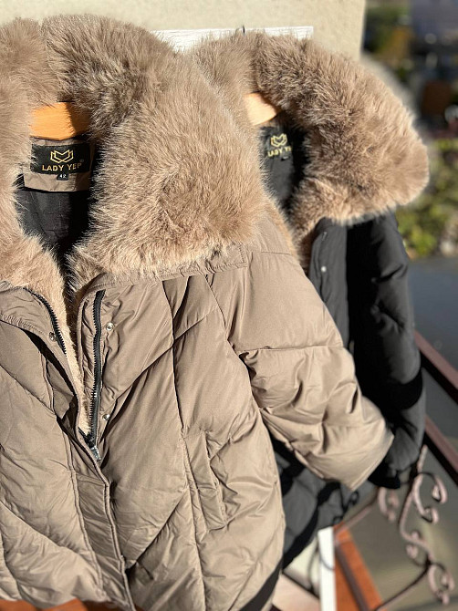 Куртка жіноча Lady Yep 9051 парка подовжена широка оверсайз хутро комір, коричневий, 44-48 Одеса - фото 8