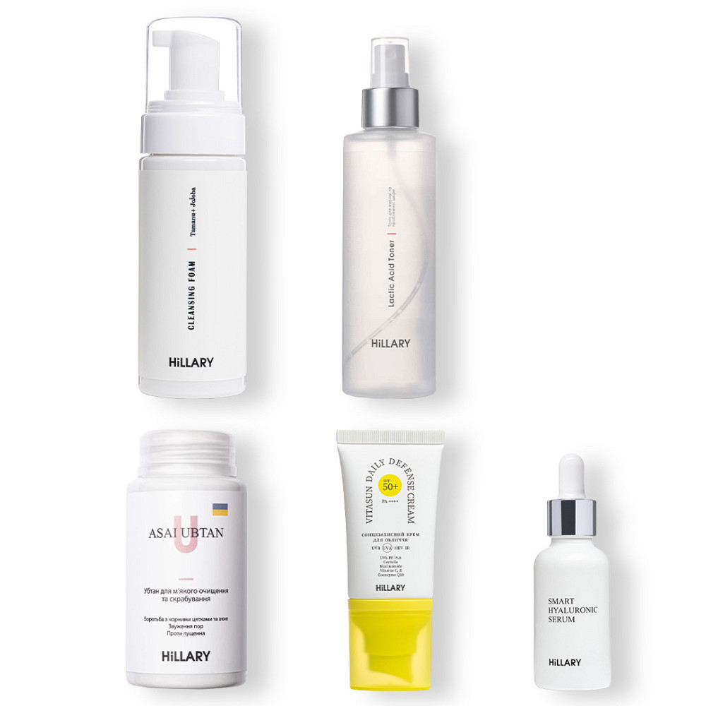 Сонцезахисний крем для обличчя SPF 50 + Набір для догляду за шкірою обличчя жирного типу Hillary Київ - фото 1