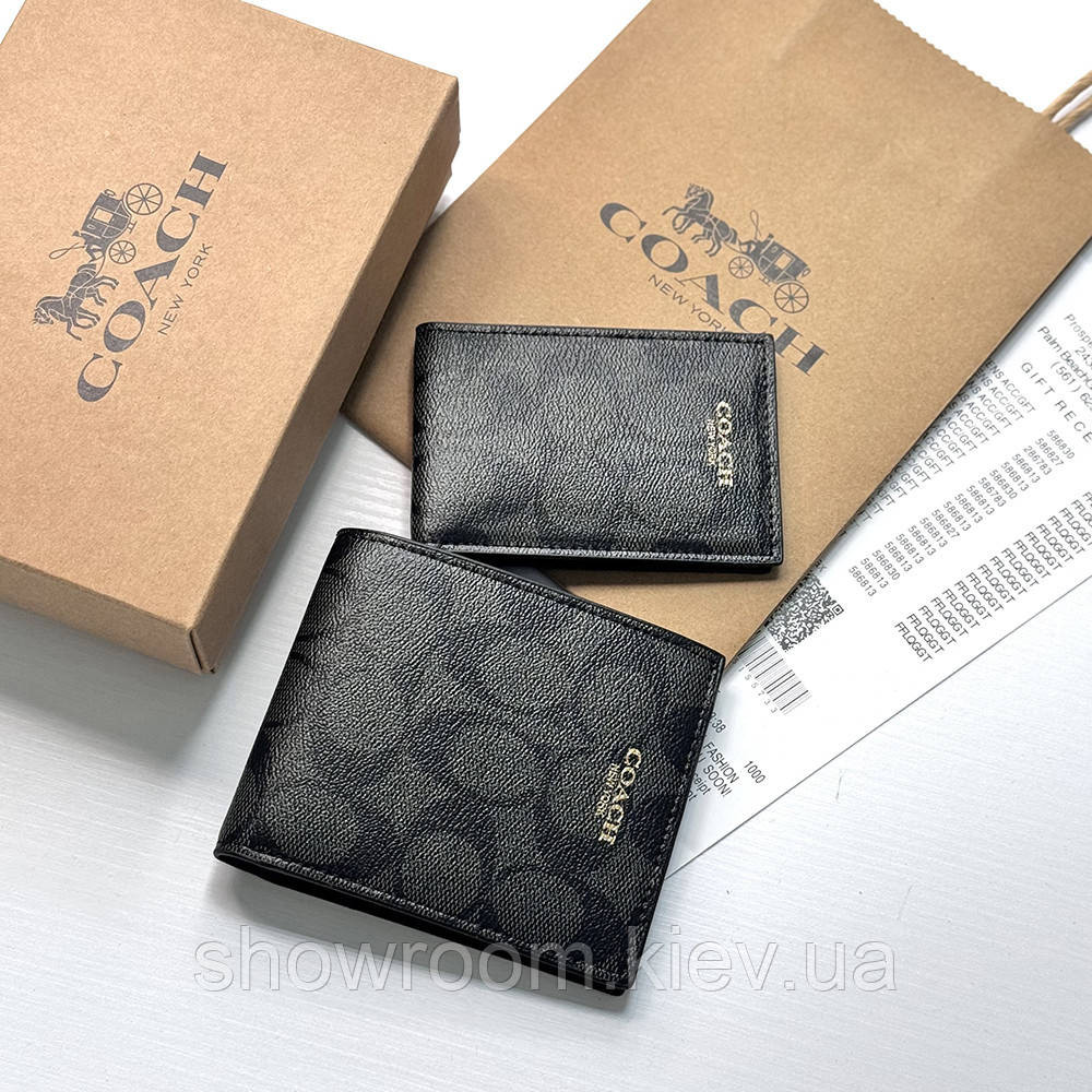 Мужское брендовое портмоне с картхолдером Coach (1381) grey Киев - изображение 1