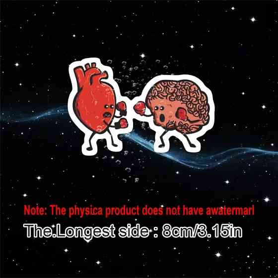 Стикер «Сердце против мозга» – прикольная водостойкая наклейка для авто, ноутбука, бутылки Киев