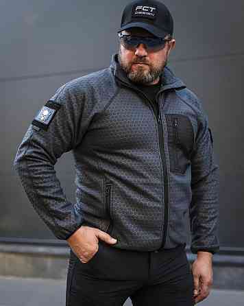 Кофта фліс стільники тактична Гексагон на блискавці Сіра 48-50 Запоріжжя