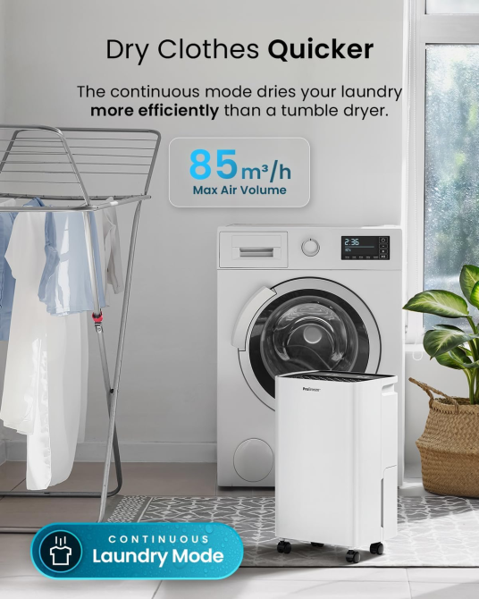 Осушувач повітря Pro Breeze 12 л/добу з баком 2 л, компресорний, сушіння білизни, таймер, датчик вологості, дефект Київ - фото 6