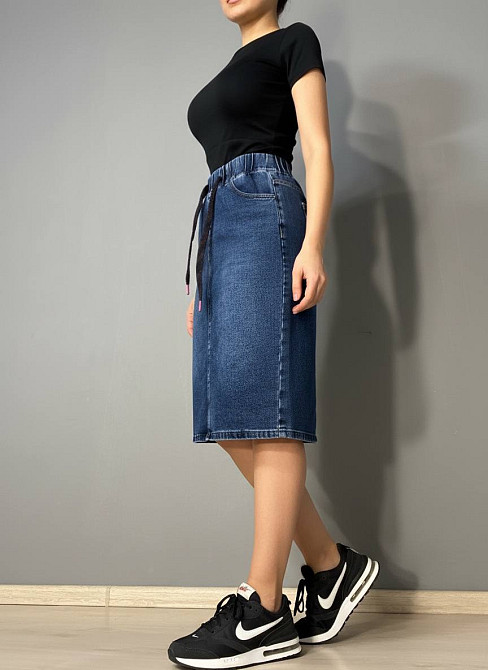 Юбка женская джинсовая Vanver 8006 на резинке со шнурком миди синяя, синий, 30, 30, 78 см, 100 см Киев - изображение 7