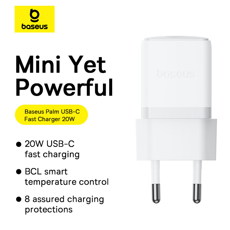 Мережевий зарядний пристрій Baseus Palm Fast Charger 1C 20W EU Moon White Одеса - фото 9
