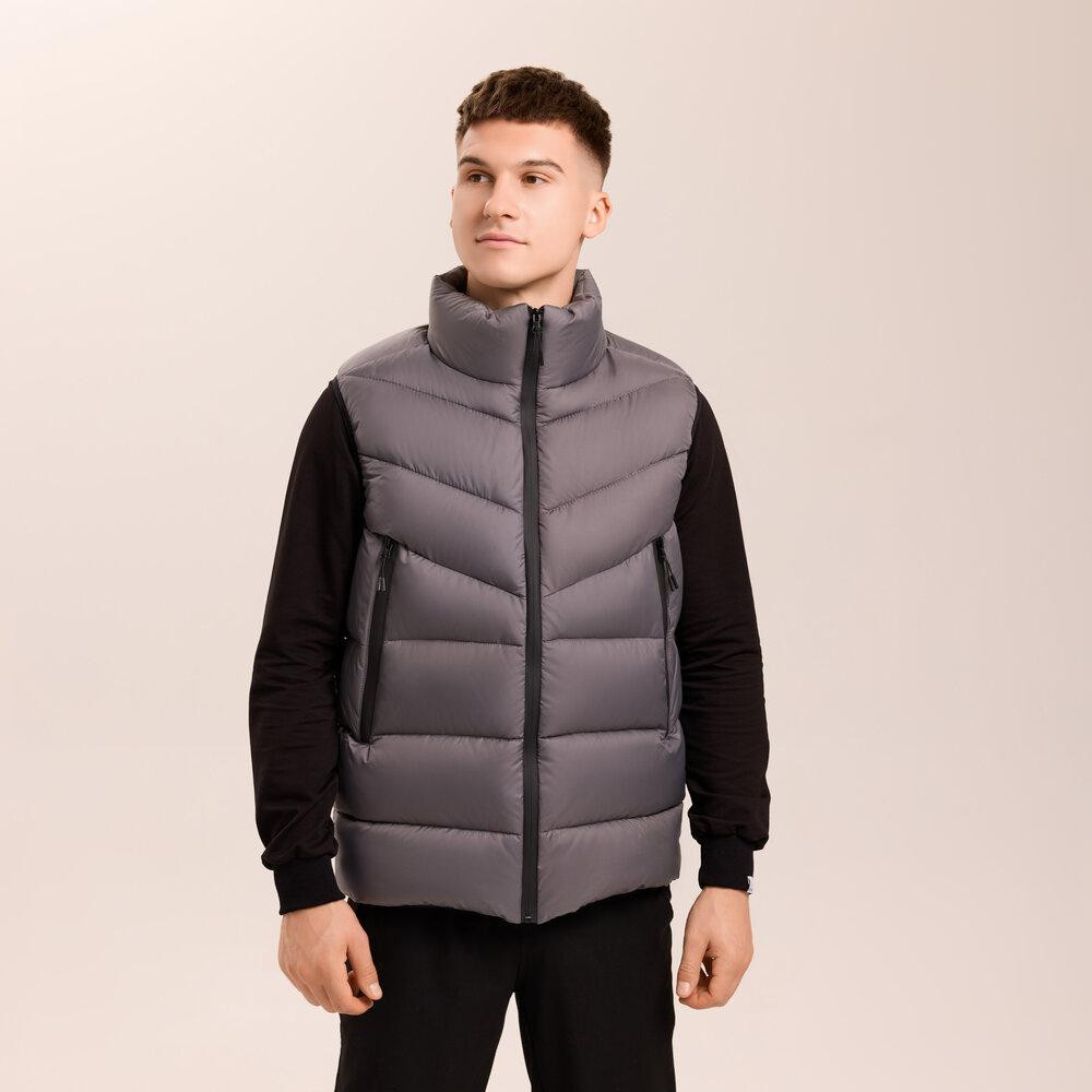 Темно-сіра жилетка для чоловіків з плащівки Pobedov Puffer Київ - фото 2