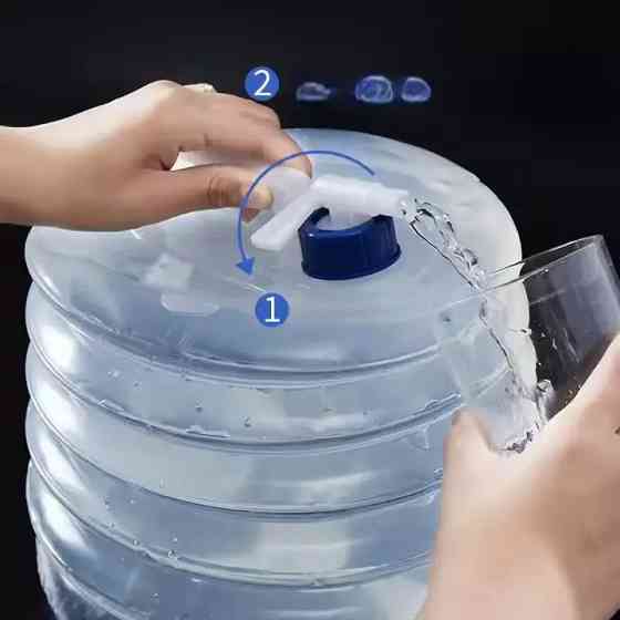 Набір 3в1 каністри пластикові складні з кришкою-клапаном комплект на 5, 10 і 15 літрів для води, прозорі Кам'янець-Подільський