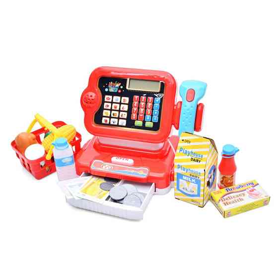 Дитячий ігровий касовий апарат 6178F калькулятор, сканер, звук, світло, кошик Вінниця