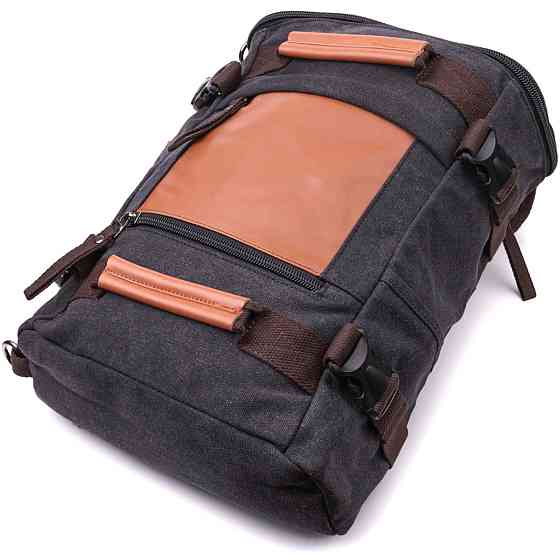 Текстильный большой дорожный рюкзак трансформер Vintage sale_15074 Черный Киев